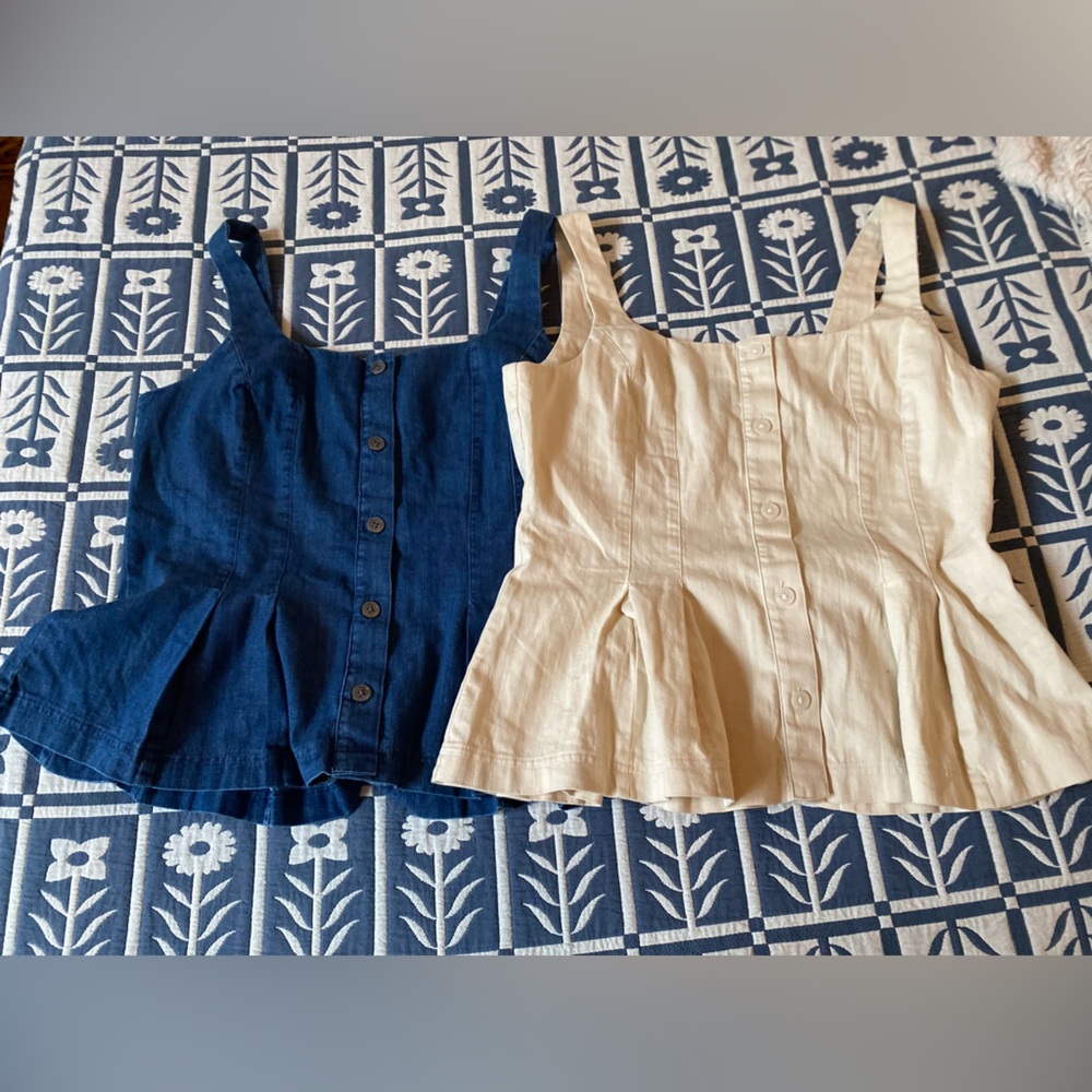 Lot of 2 Banana Republic Women’s Denim Peplum Tops, Size Large